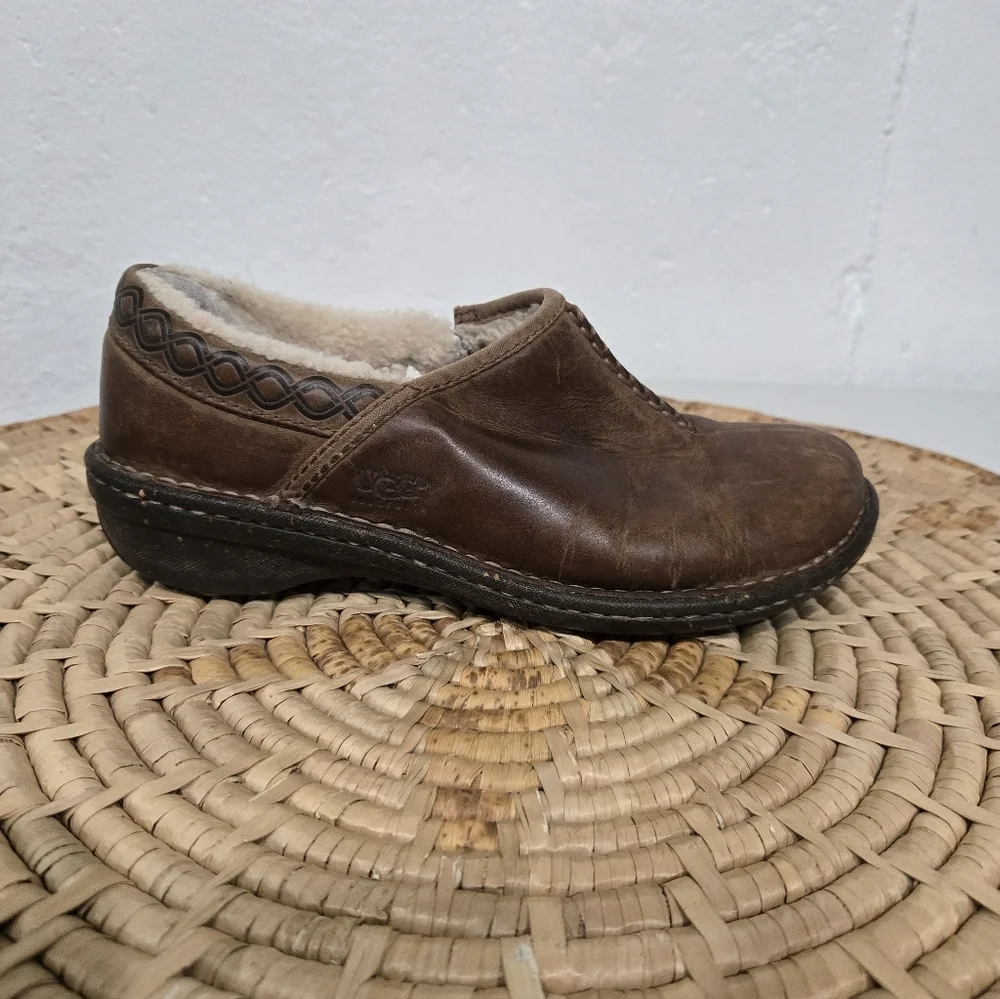 UGG Brown Distressed Leather Loafer
